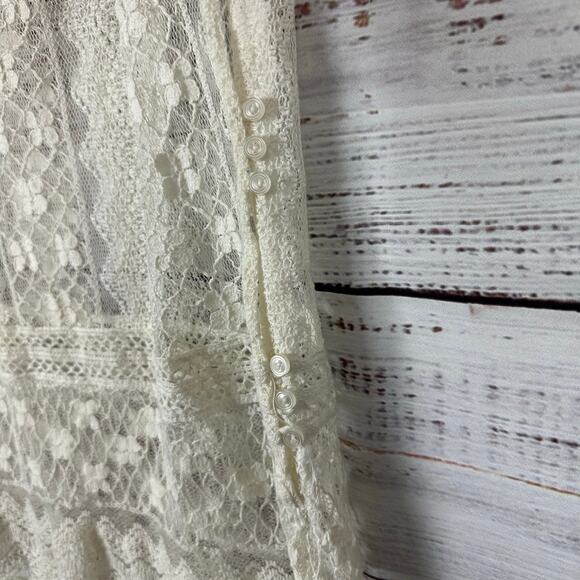 Women's Olsenboye Cream Lace Crochet Sheer Tank Top Boho Casual Festival Size M - Picture 4 of 8